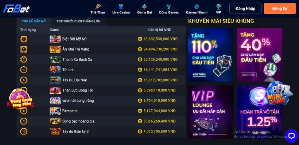 Khuyến mãi đăng nhập tặng 188K